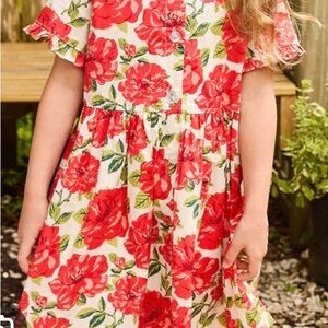 Pink Chicken Red Floral Kids Dress